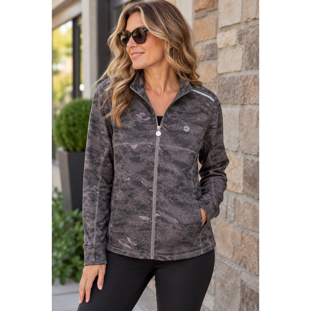Nautica Competition Womens XL Camo Jacket Geometric Athleisure Zip Up Grey